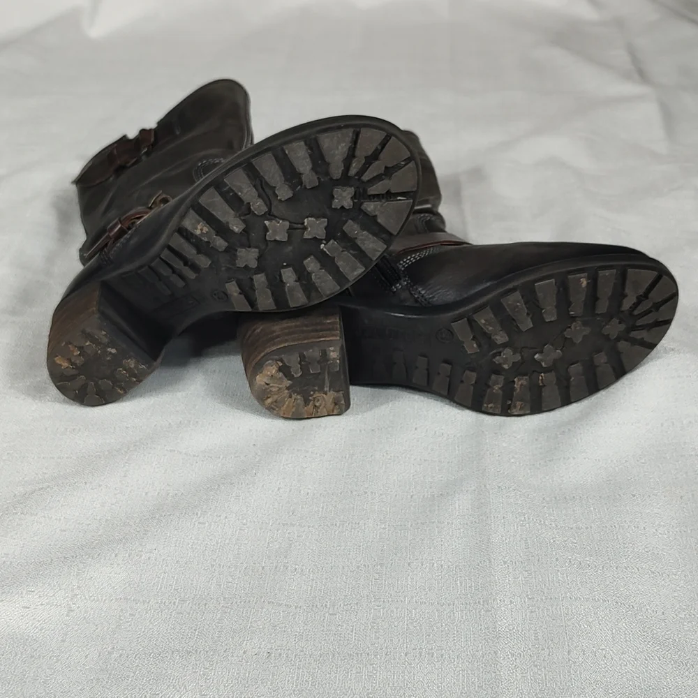 Pikolinos Tall Combat Boots Dark Gray Boots Brown Buckles Biker Boots Size EU 36 - Picture 8 of 10